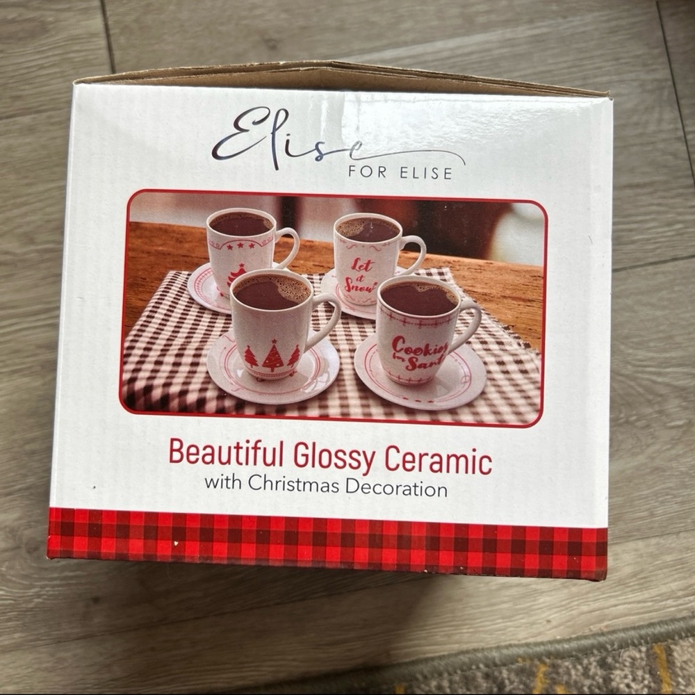 Ceramic Christmas Cups & Saucers set